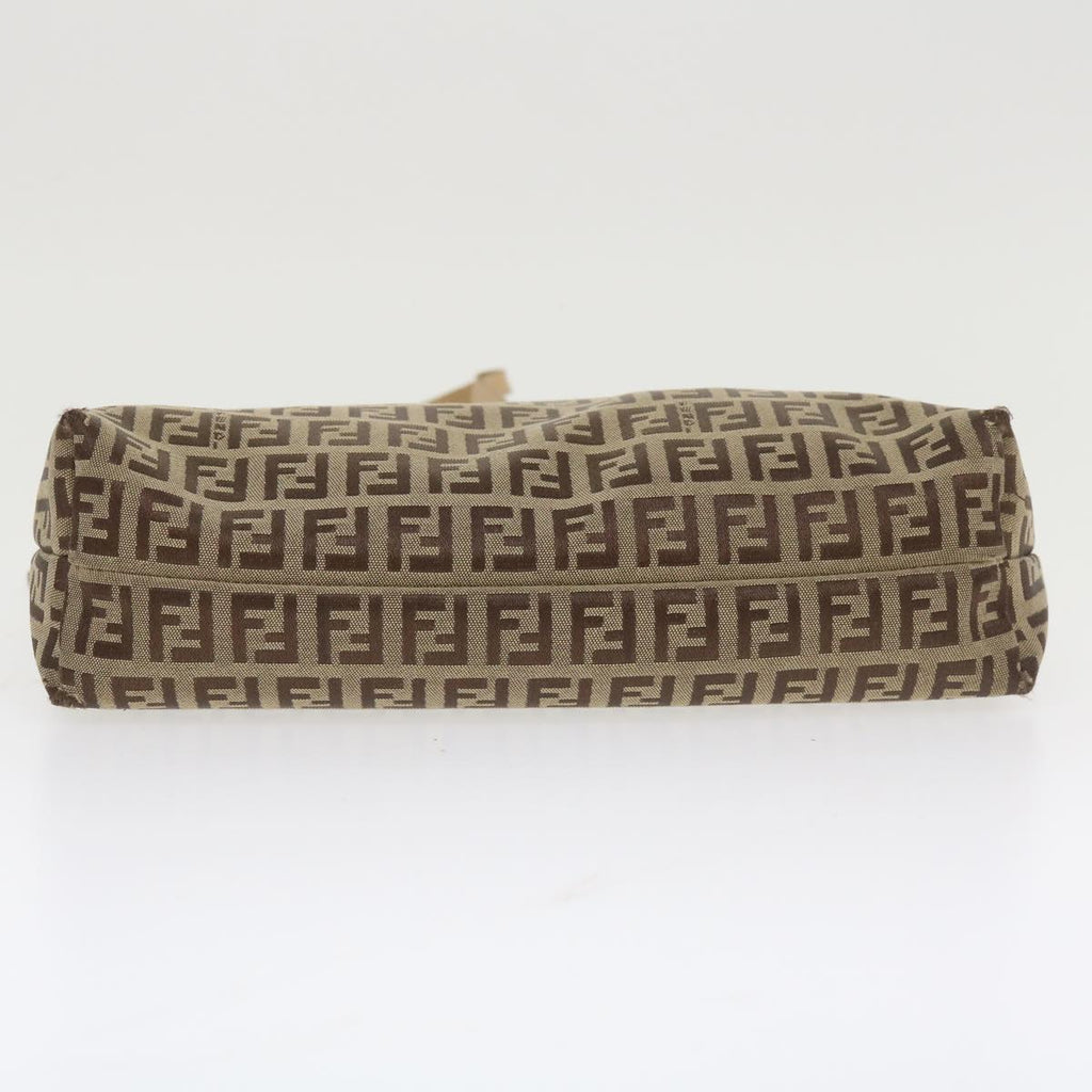 FENDI Zucchino Canvas Shoulder Bag Brown am3565