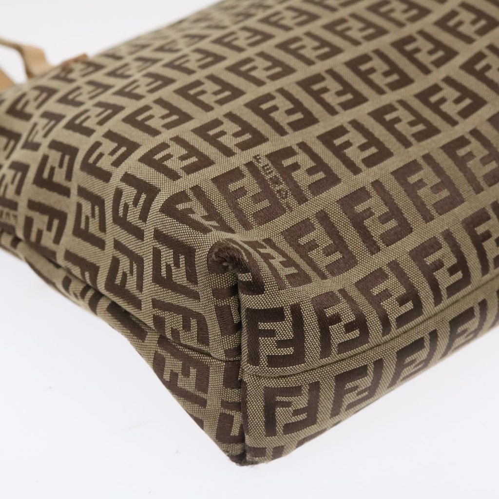 FENDI Zucchino Canvas Shoulder Bag Brown am3565