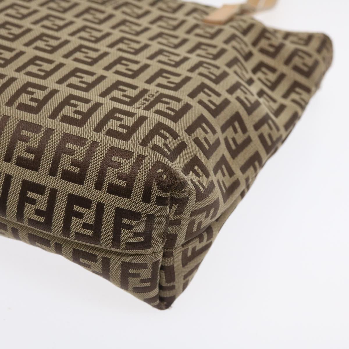 FENDI Zucchino Canvas Shoulder Bag Brown am3565