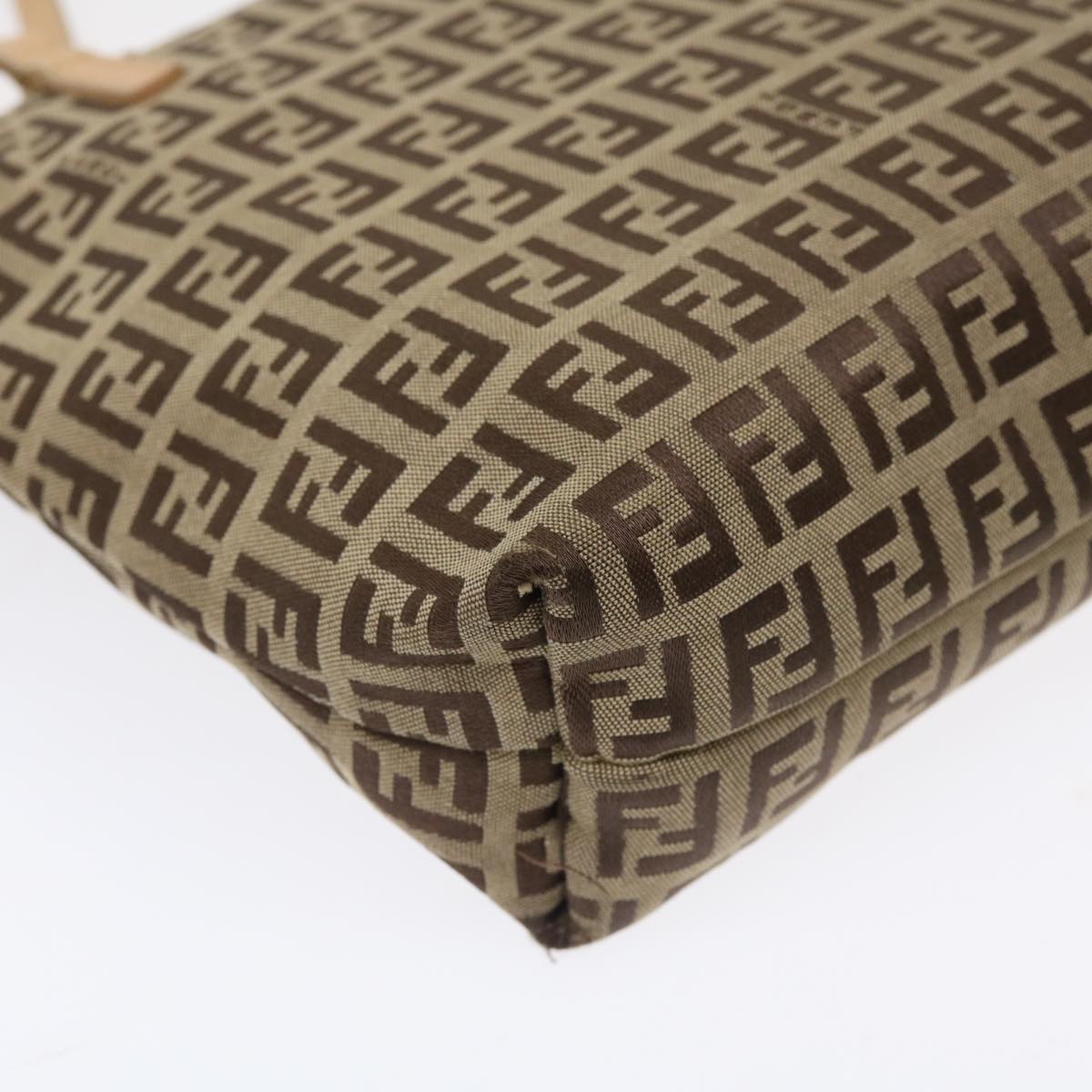 FENDI Zucchino Canvas Shoulder Bag Brown am3565