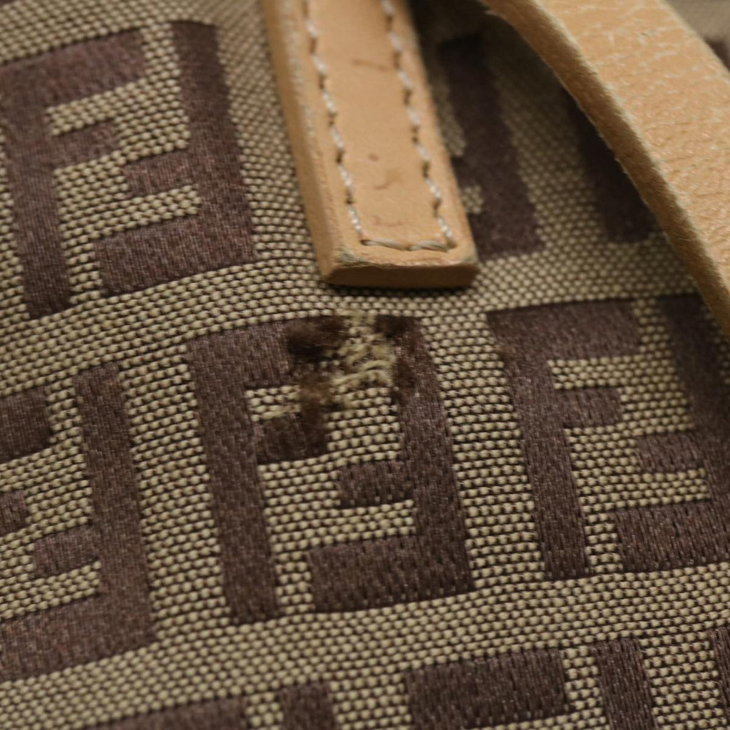 FENDI Zucchino Canvas Shoulder Bag Brown am3565