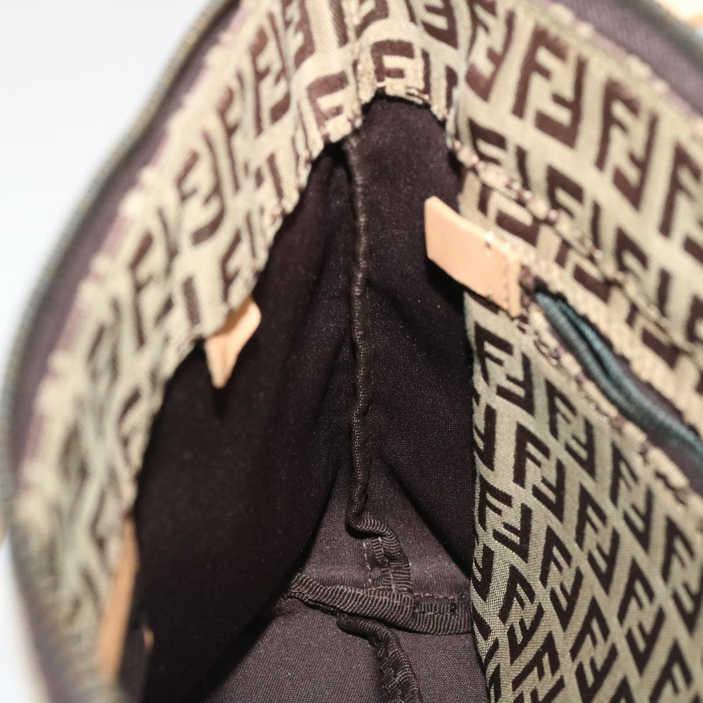 FENDI Zucchino Canvas Shoulder Bag Brown am3565