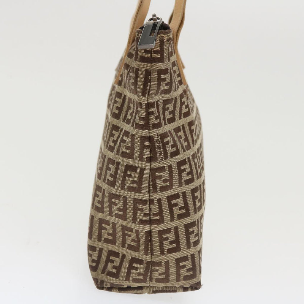 FENDI Zucchino Canvas Shoulder Bag Brown am3565