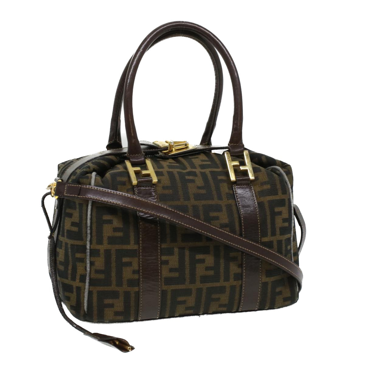 FENDI Hand Bag Zucca Canvas Brown am3593