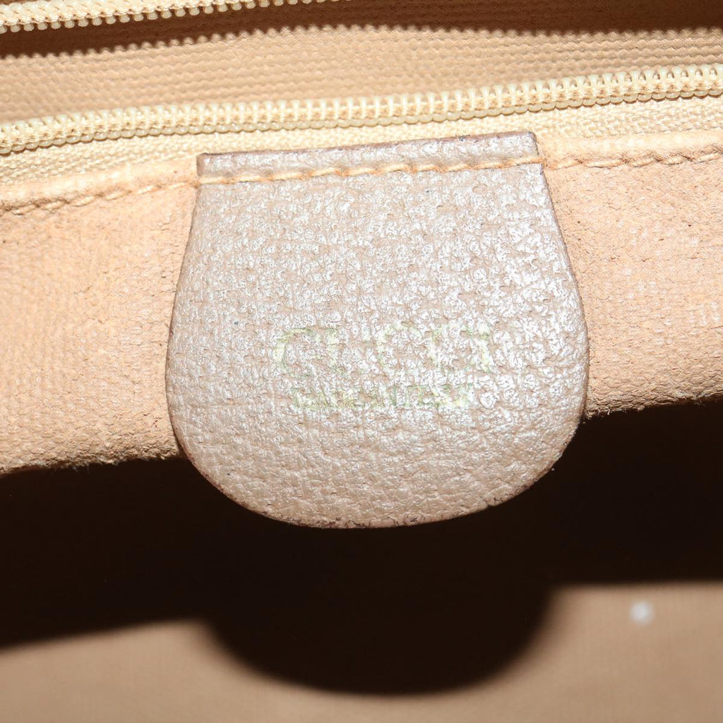 GUCCI GG Canvas Clutch Bag PVC Leather Beige am3609