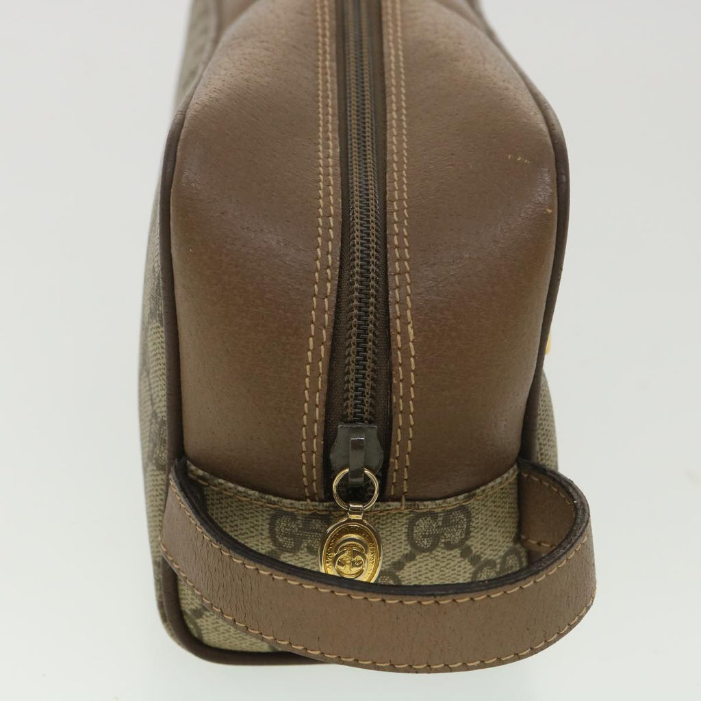 GUCCI GG Canvas Clutch Bag PVC Leather Beige am3609