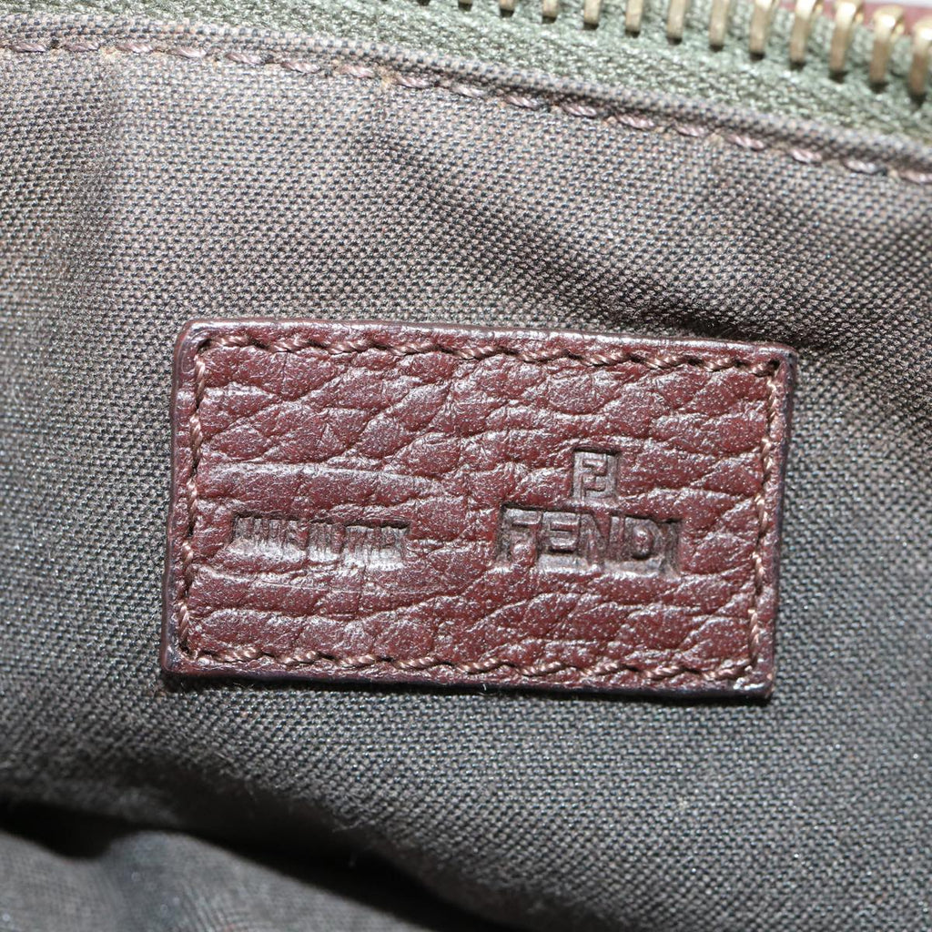 FENDI Zucchino Canvas Shoulder Bag Khaki Pink am3639
