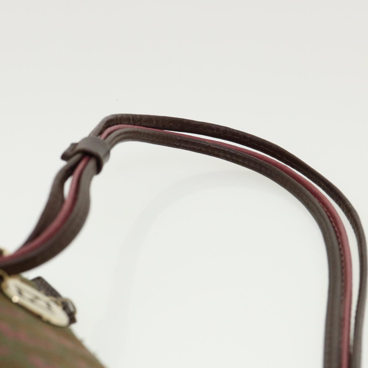 FENDI Zucchino Canvas Shoulder Bag Khaki Pink am3639