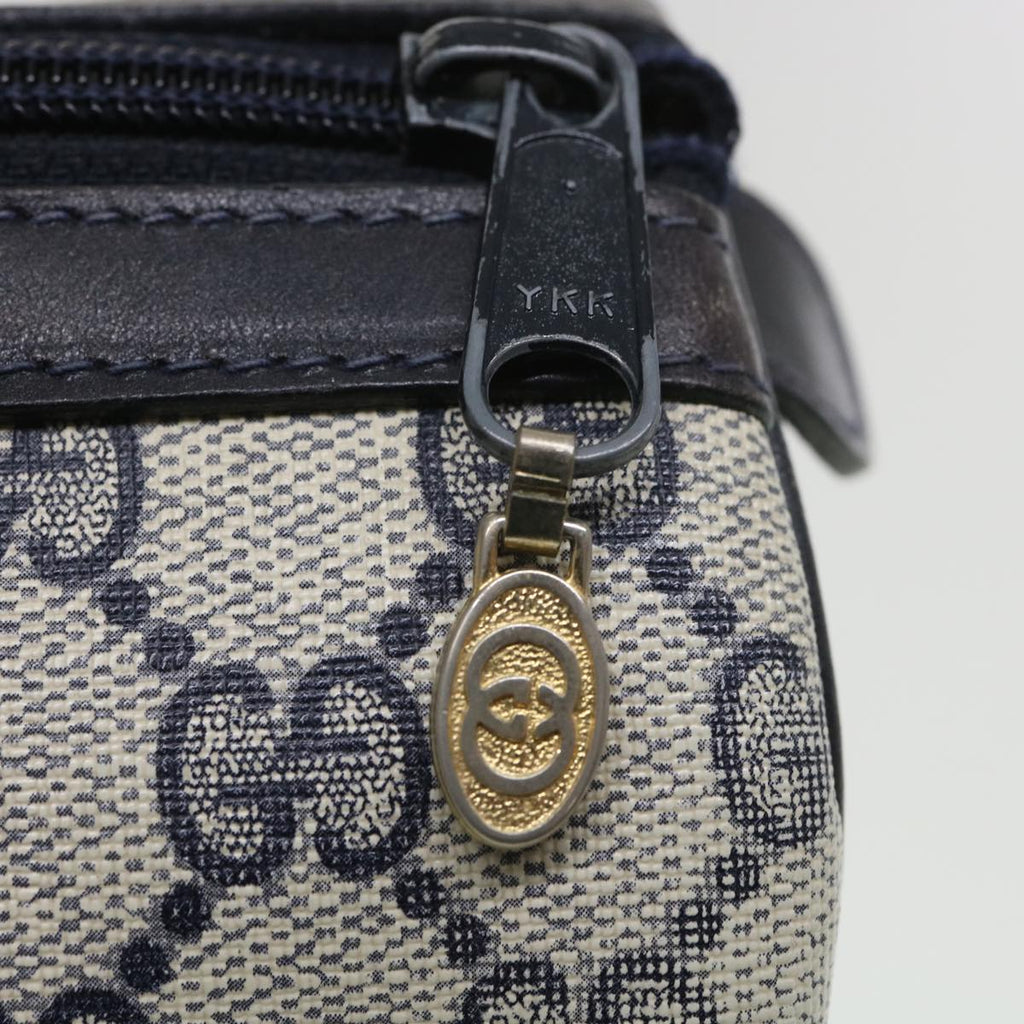 GUCCI GG Canvas Sherry Line Hand Bag PVC Leather Gray Red Navy am3714