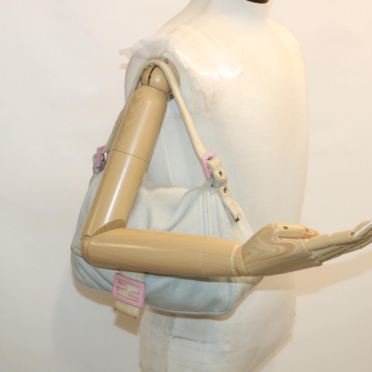 FENDI Shoulder Bag Canvas Light Blue am3717