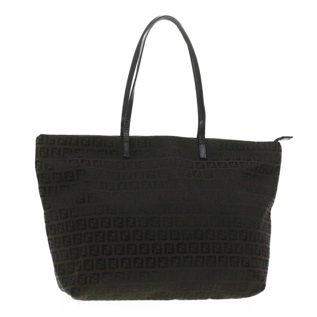 FENDI Zucchino Canvas Tote Bag Dark Brown am3762