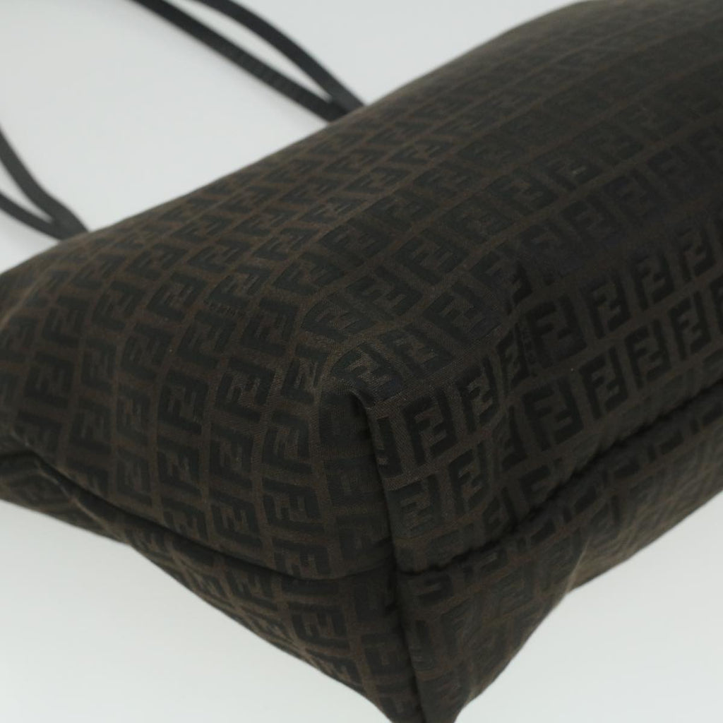 FENDI Zucchino Canvas Tote Bag Dark Brown am3762