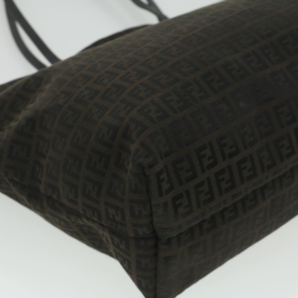 FENDI Zucchino Canvas Tote Bag Dark Brown am3762