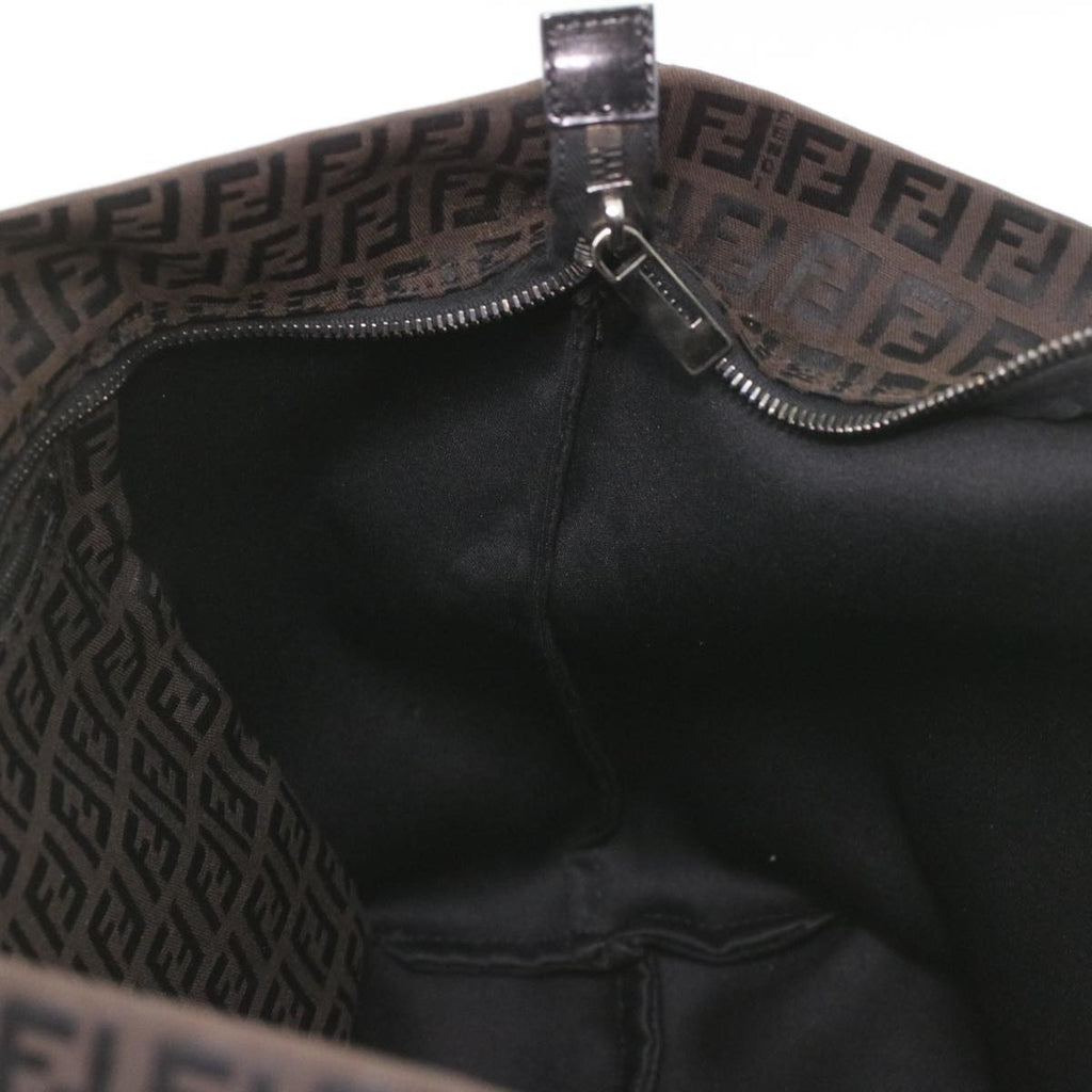 FENDI Zucchino Canvas Tote Bag Dark Brown am3762