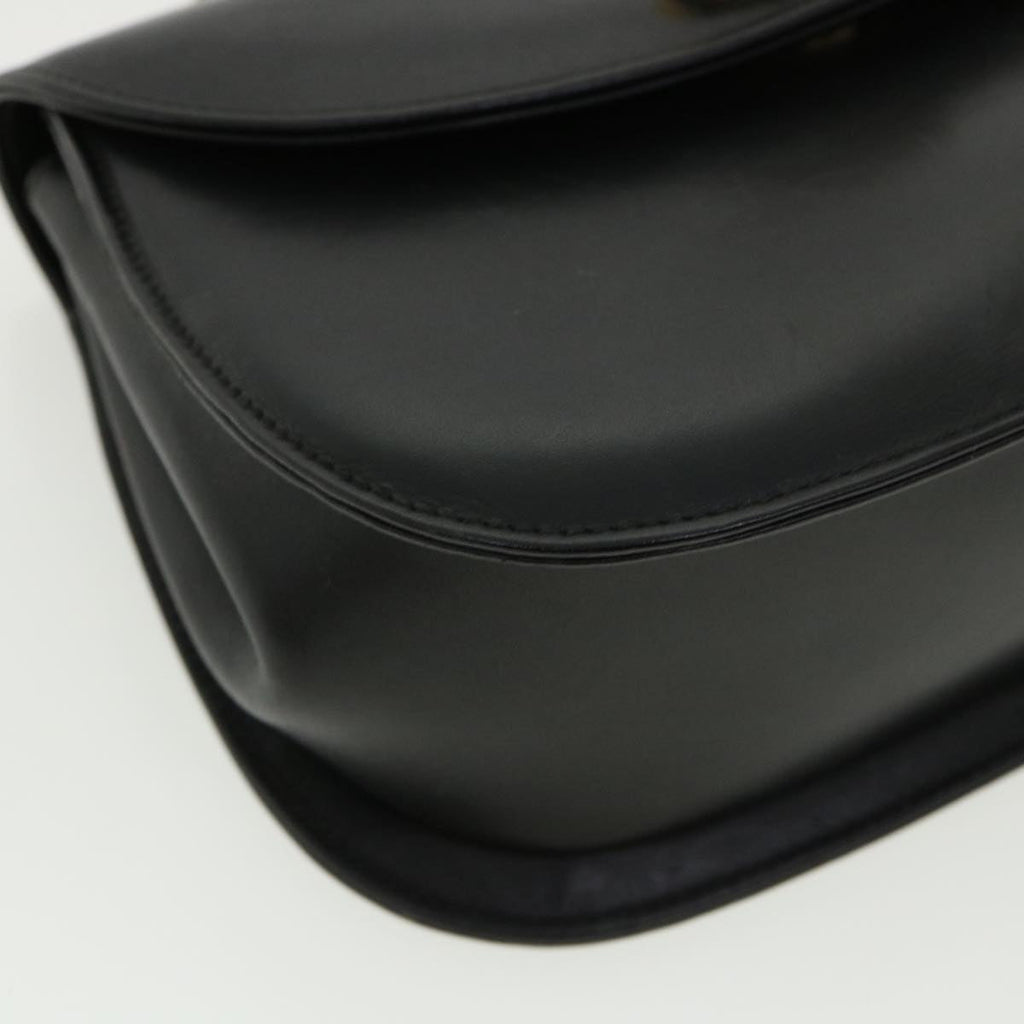 GUCCI Bamboo Chain Hand Bag Leather Black 0011151497 am3810