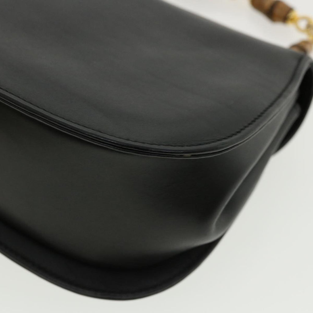 GUCCI Bamboo Chain Hand Bag Leather Black 0011151497 am3810