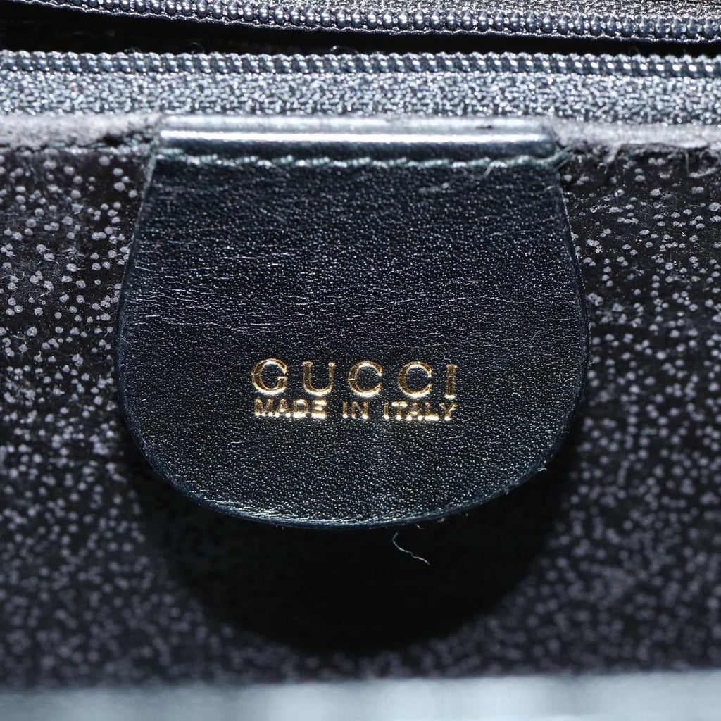 GUCCI Bamboo Chain Hand Bag Leather Black 0011151497 am3810