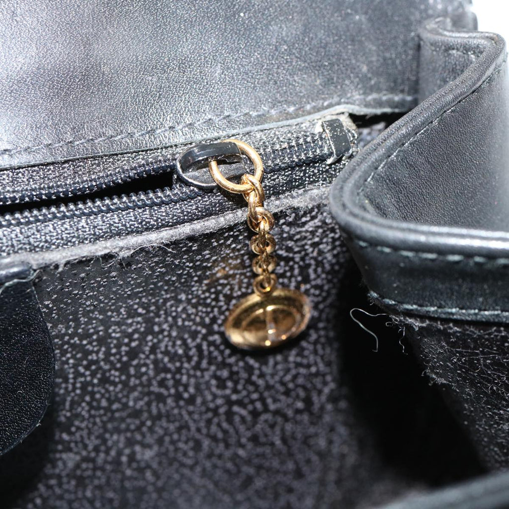 GUCCI Bamboo Chain Hand Bag Leather Black 0011151497 am3810
