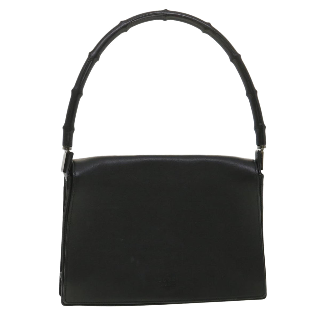 GUCCI Bamboo Shoulder Bag Leather Black 001 3239 001998 am3859