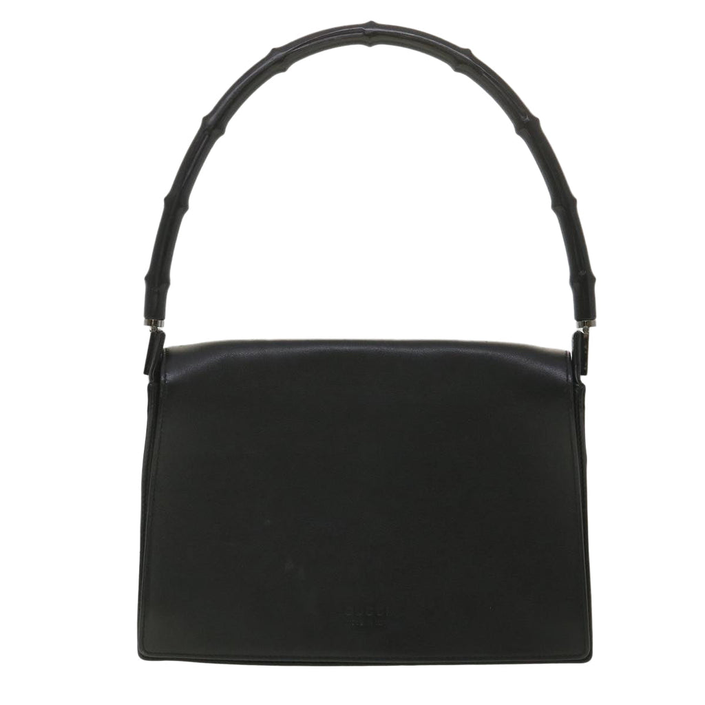 GUCCI Bamboo Shoulder Bag Leather Black 001 3239 001998 am3859