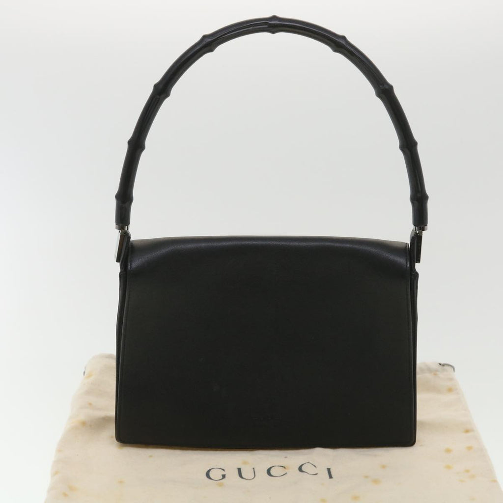 GUCCI Bamboo Shoulder Bag Leather Black 001 3239 001998 am3859