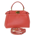 FENDI micro picaboo Hand Bag Leather 2way Orange  am3883