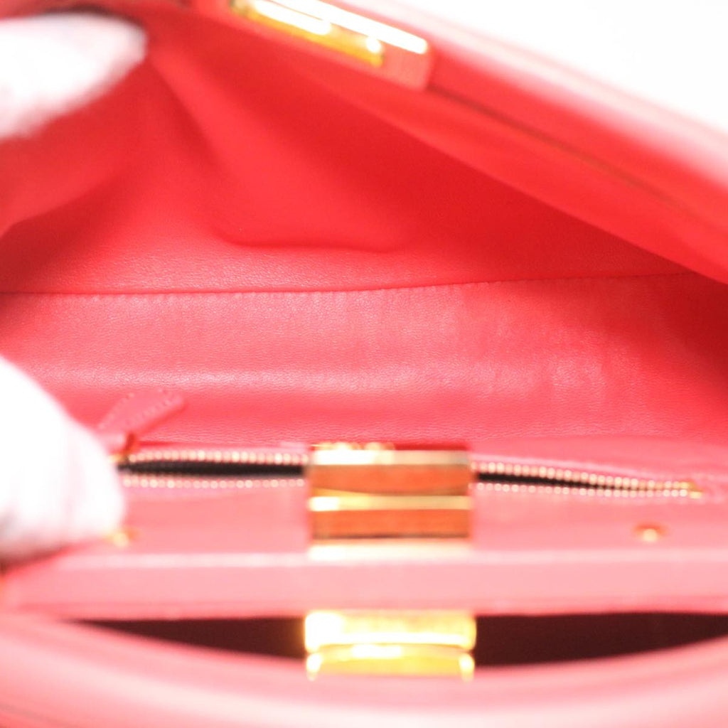 FENDI micro picaboo Hand Bag Leather 2way Orange am3883