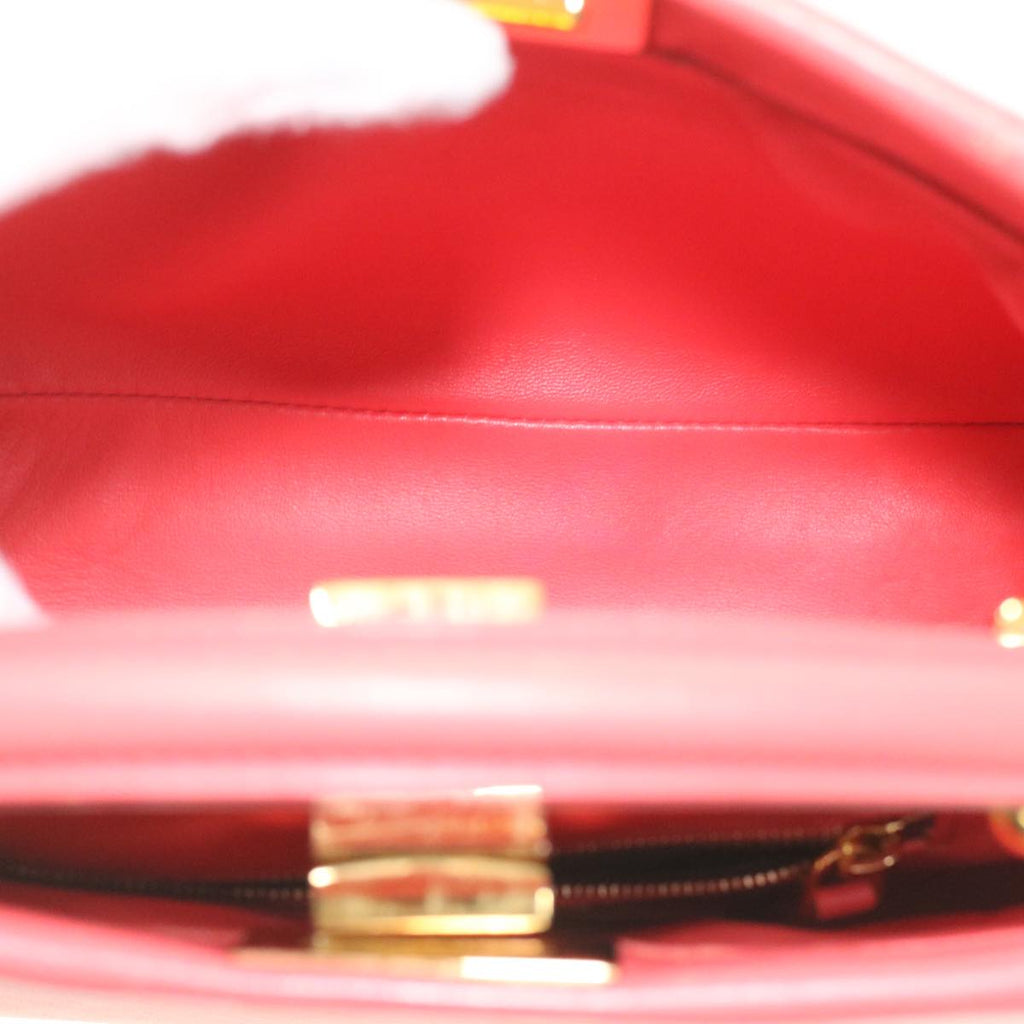 FENDI micro picaboo Hand Bag Leather 2way Orange am3883