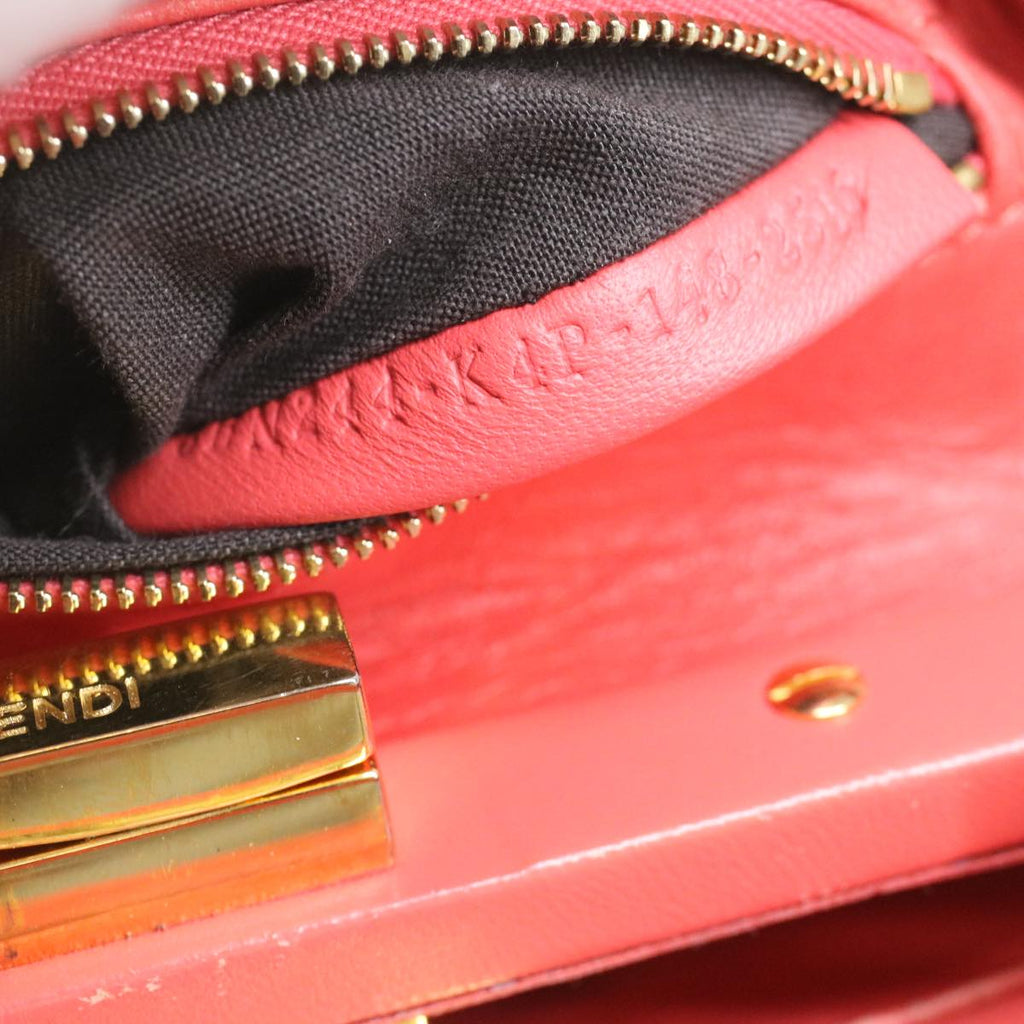 FENDI micro picaboo Hand Bag Leather 2way Orange am3883