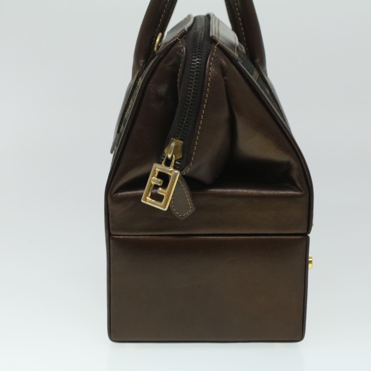 FENDI Zucca Canvas Hand Bag 2way Brown Black Auth am3888A