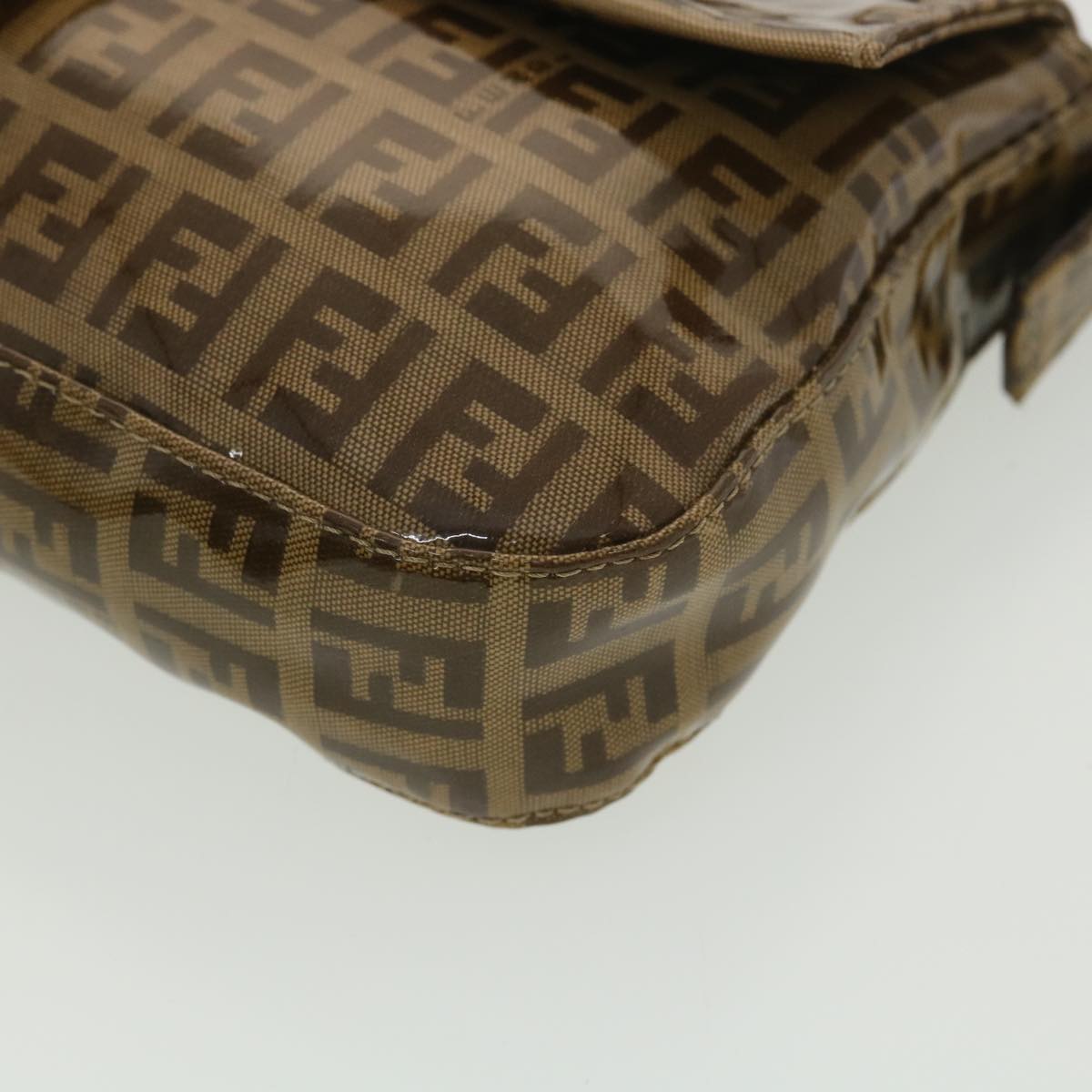 FENDI Mamma Baguette Zucchino Shoulder Bag Coated Canvas Brown am3912