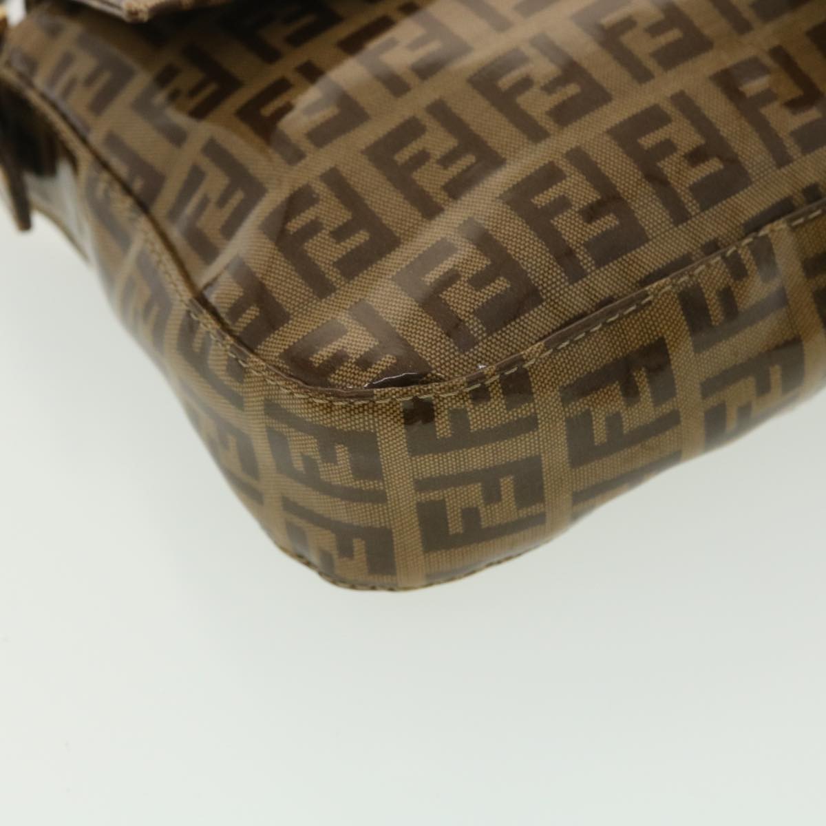 FENDI Mamma Baguette Zucchino Shoulder Bag Coated Canvas Brown am3912