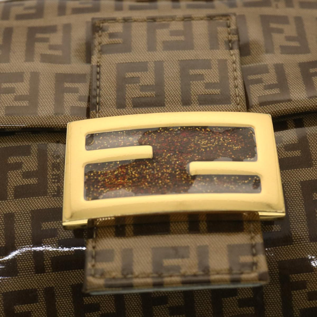 FENDI Mamma Baguette Zucchino Shoulder Bag Coated Canvas Brown am3912