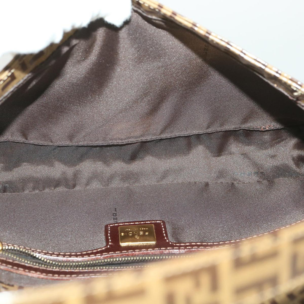 FENDI Mamma Baguette Zucchino Shoulder Bag Coated Canvas Brown am3912