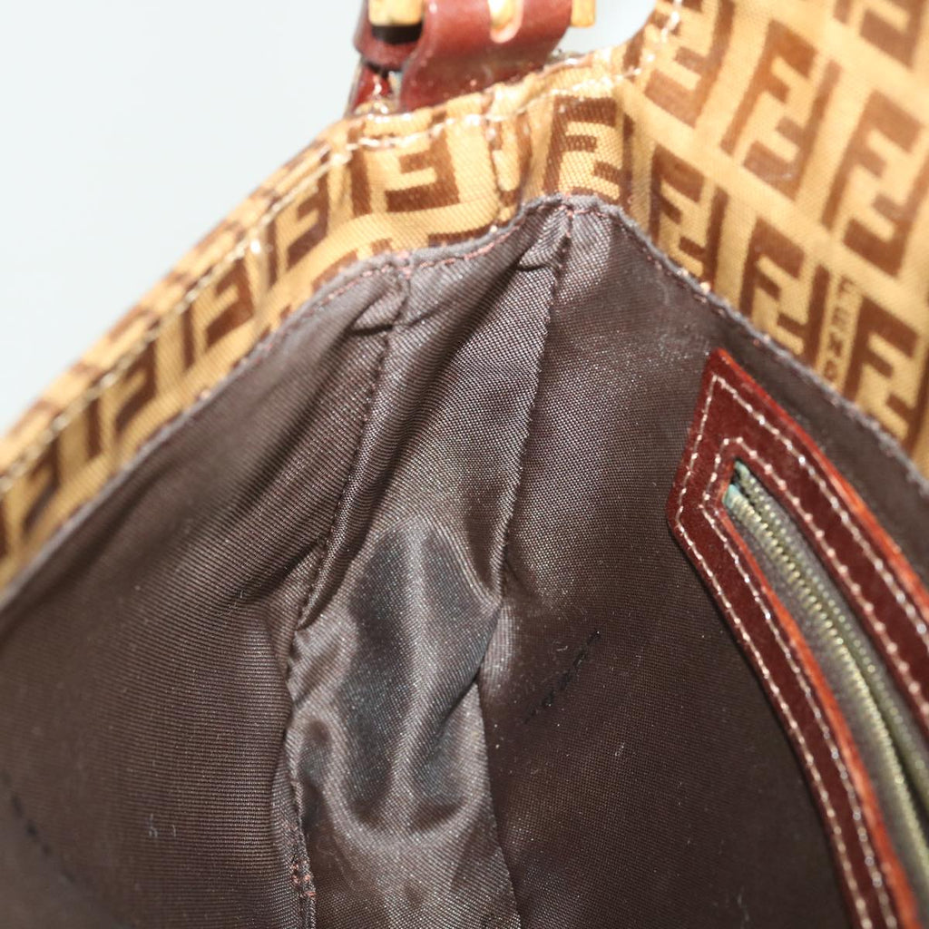 FENDI Mamma Baguette Zucchino Shoulder Bag Coated Canvas Brown am3912