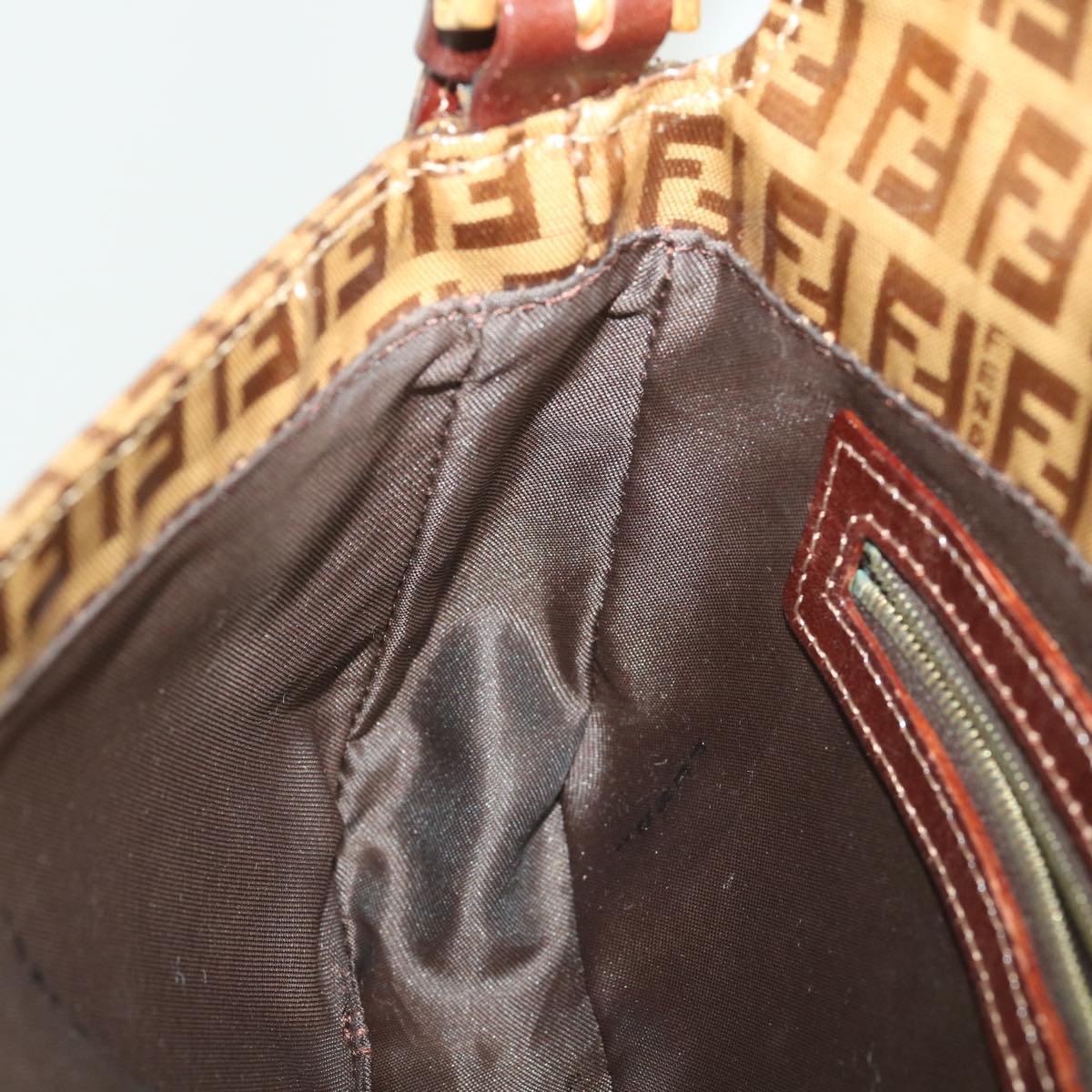 FENDI Mamma Baguette Zucchino Shoulder Bag Coated Canvas Brown am3912
