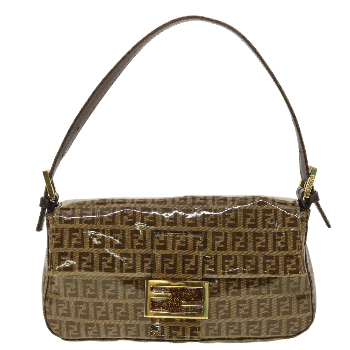 FENDI Mamma Baguette Zucchino Shoulder Bag Coated Canvas Brown am3912