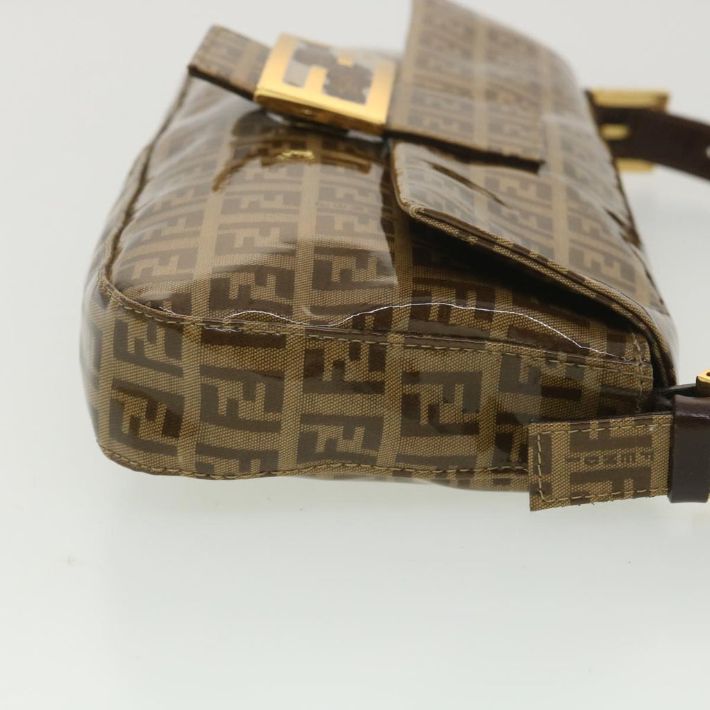 FENDI Mamma Baguette Zucchino Shoulder Bag Coated Canvas Brown am3912