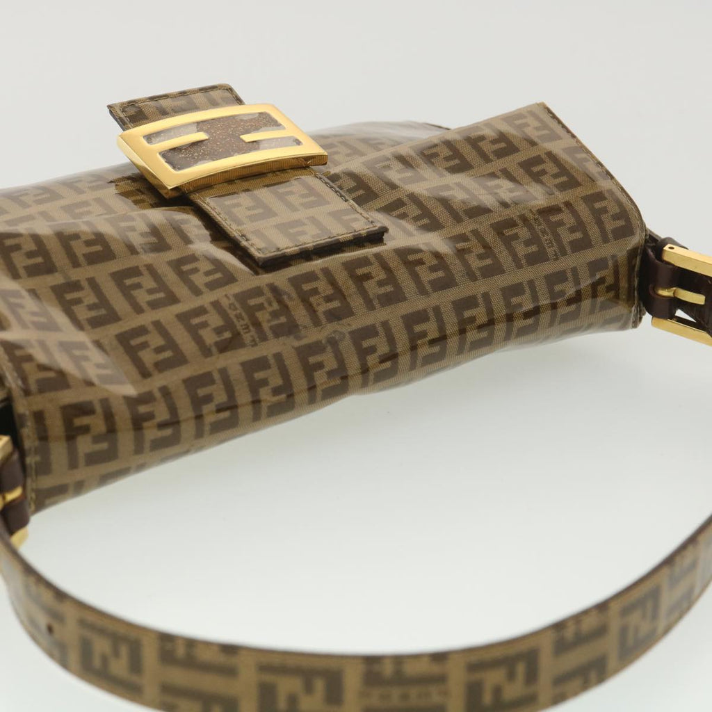 FENDI Mamma Baguette Zucchino Shoulder Bag Coated Canvas Brown am3912