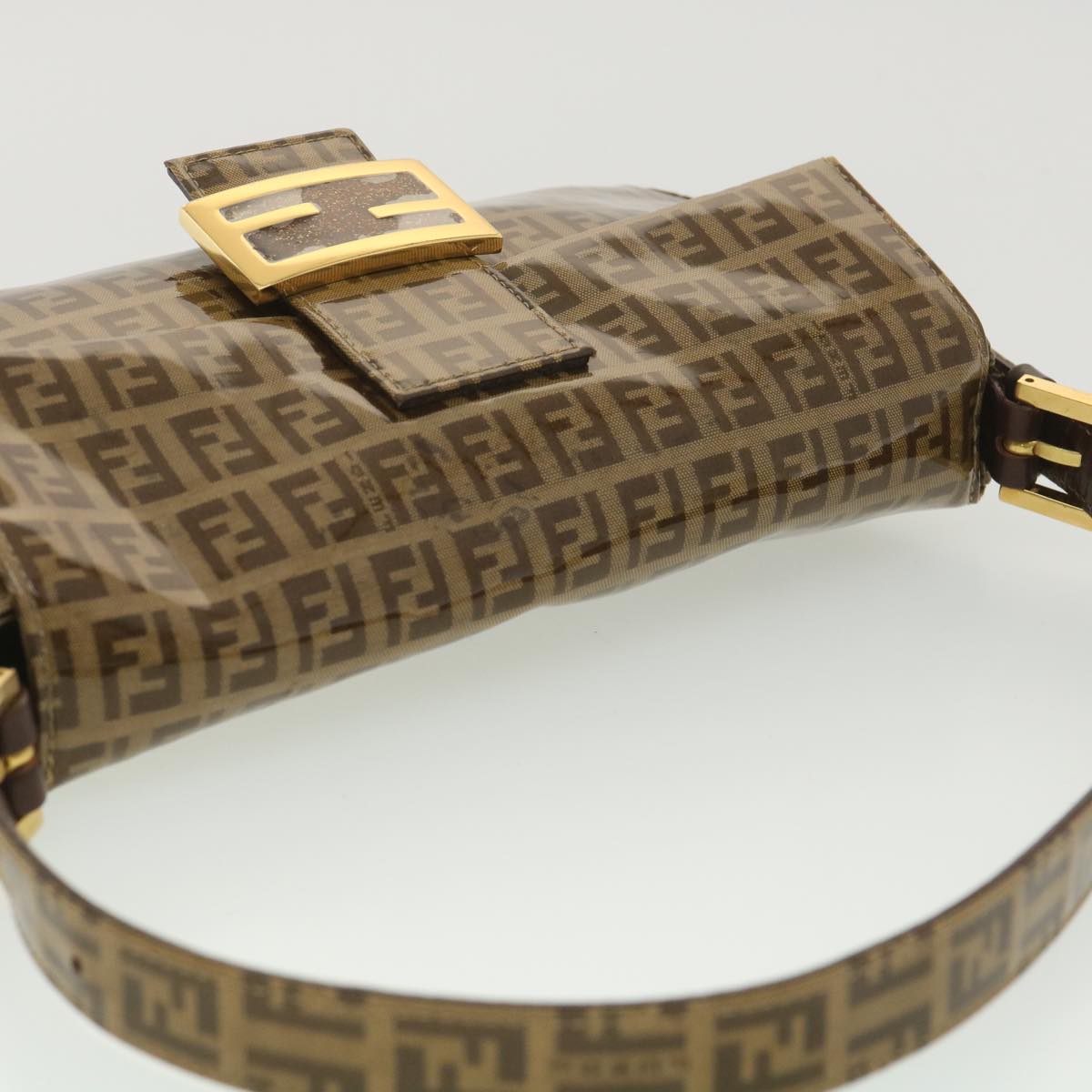 FENDI Mamma Baguette Zucchino Shoulder Bag Coated Canvas Brown am3912