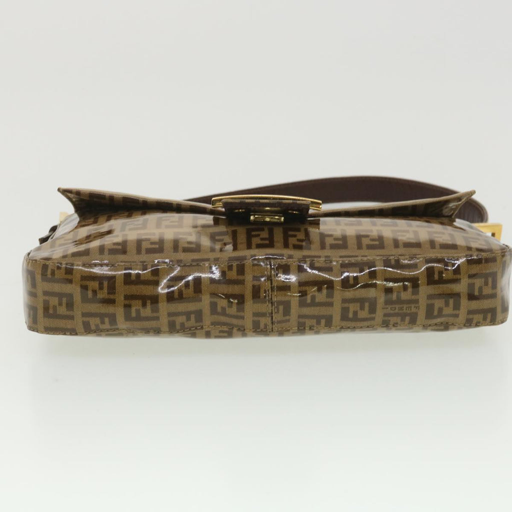 FENDI Mamma Baguette Zucchino Shoulder Bag Coated Canvas Brown am3912