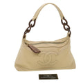 CHANEL Shoulder Bag Caviar Skin Beige CC am3924