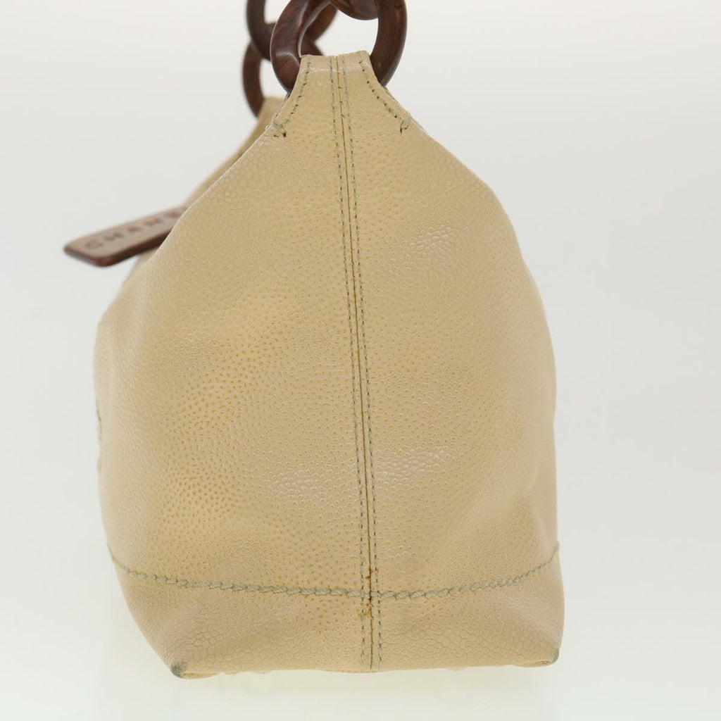 CHANEL Shoulder Bag Caviar Skin Beige CC am3924