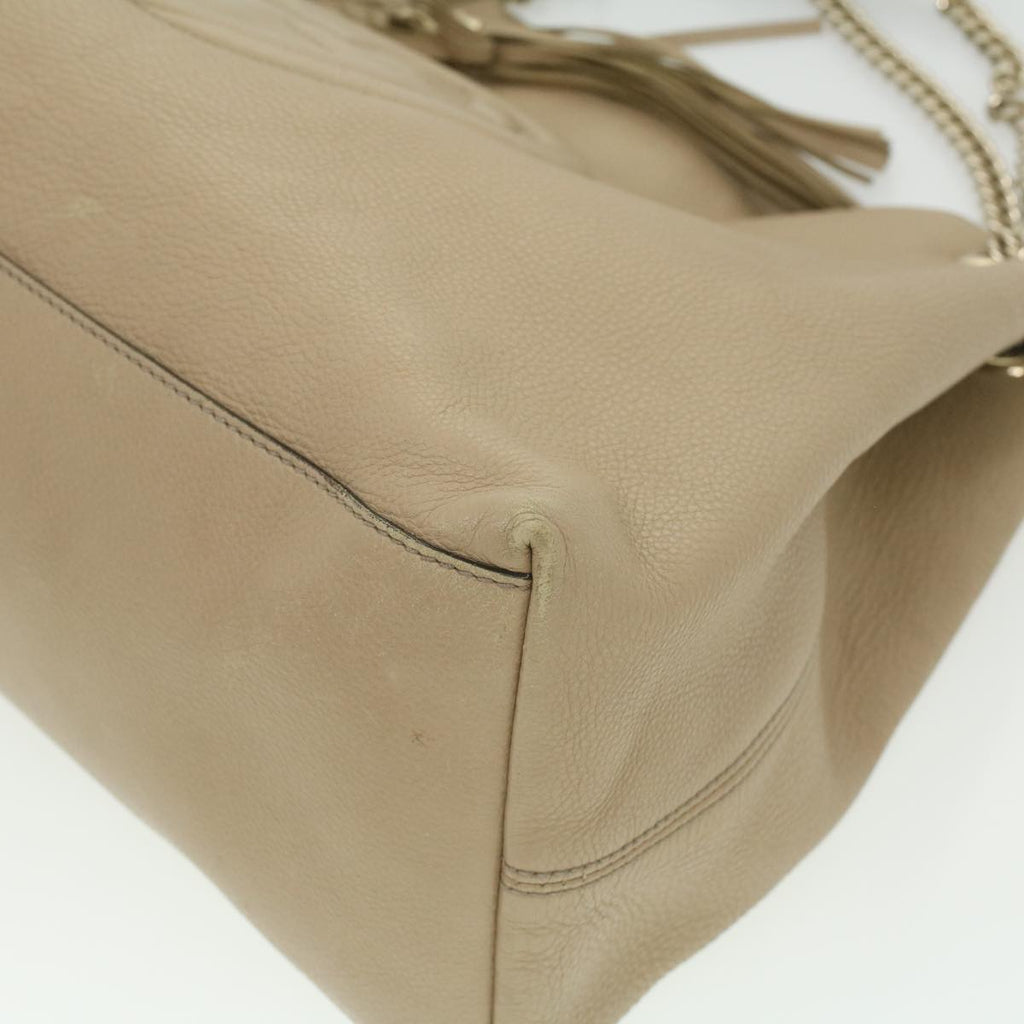 GUCCI Chain Soho Shoulder Bag Leather Beige 310306 am3948