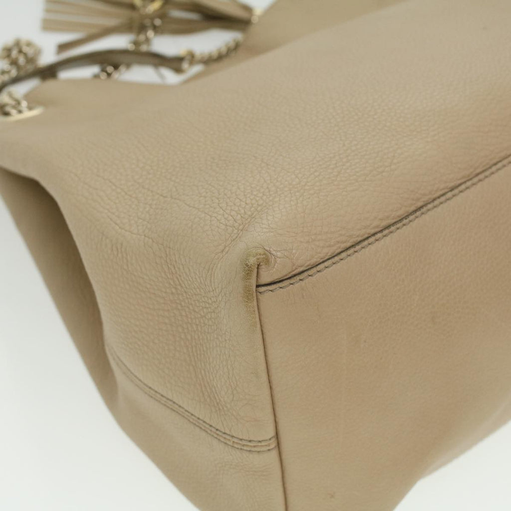 GUCCI Chain Soho Shoulder Bag Leather Beige 310306 am3948