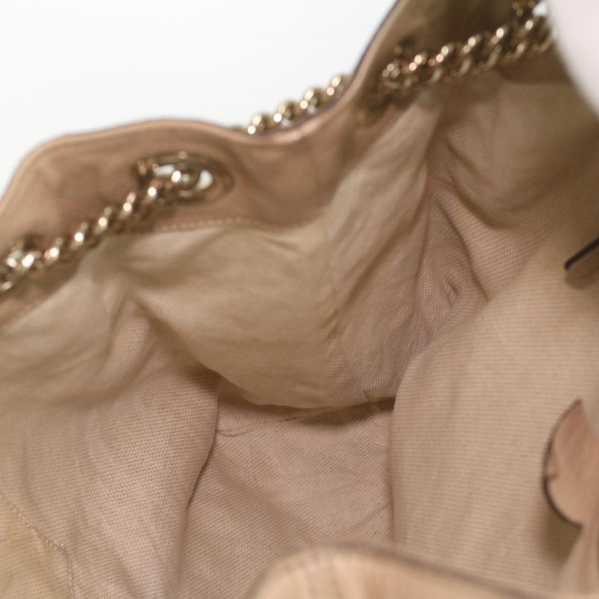 GUCCI Chain Soho Shoulder Bag Leather Beige 310306 am3948