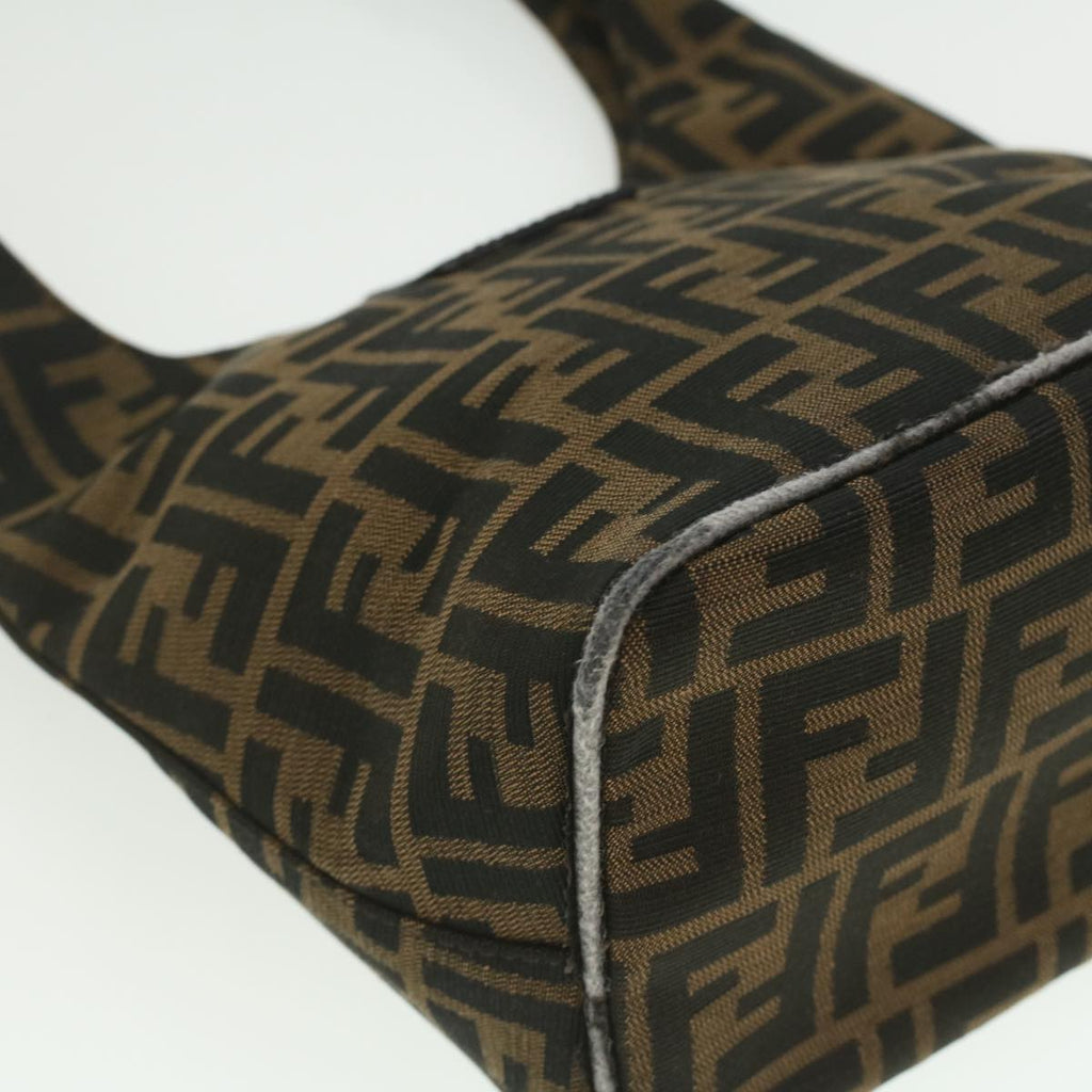 FENDI Zucca Canvas Mamma Baguette Shoulder Bag Nylon Brown Black am3962