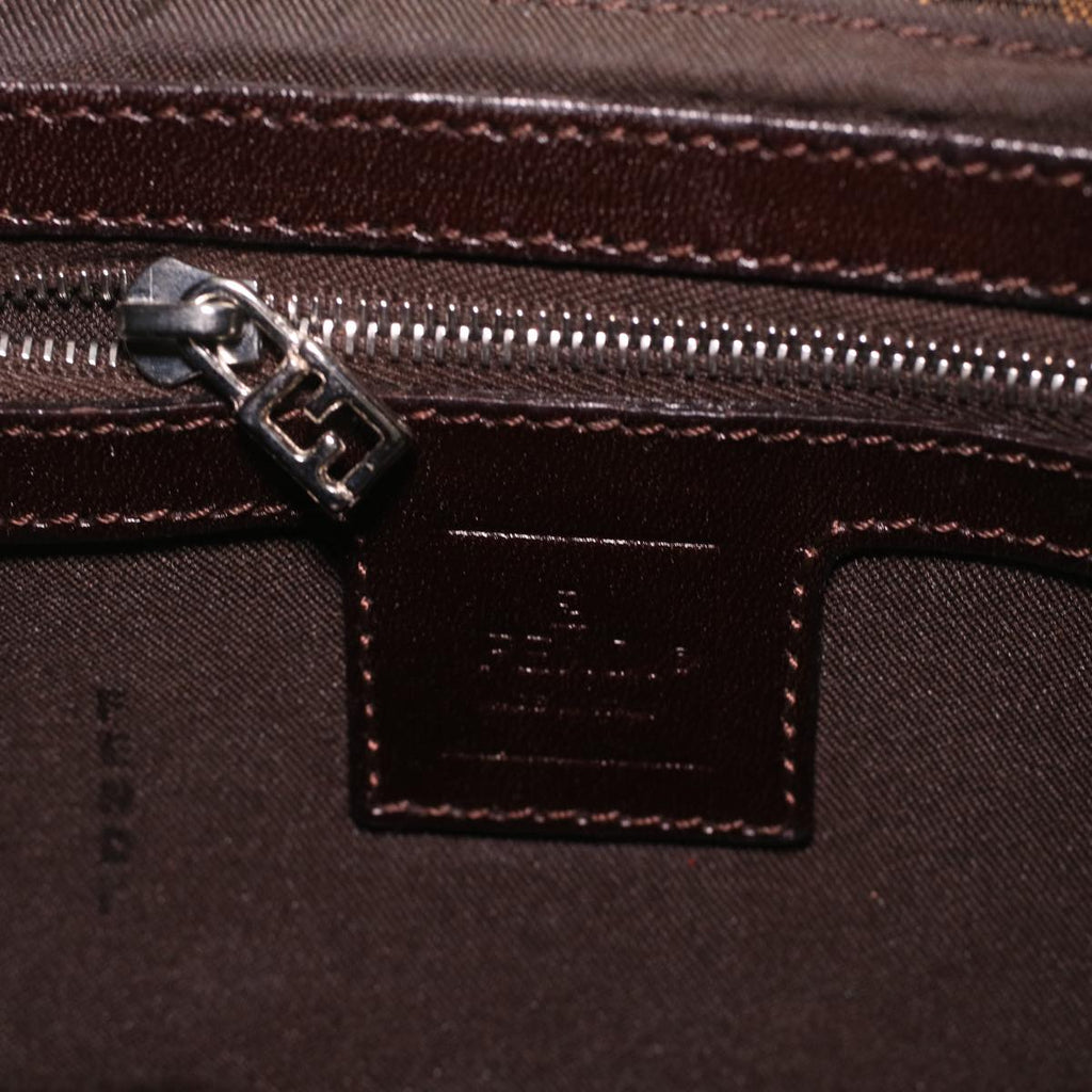 FENDI Zucca Canvas Mamma Baguette Shoulder Bag Nylon Brown Black am3962