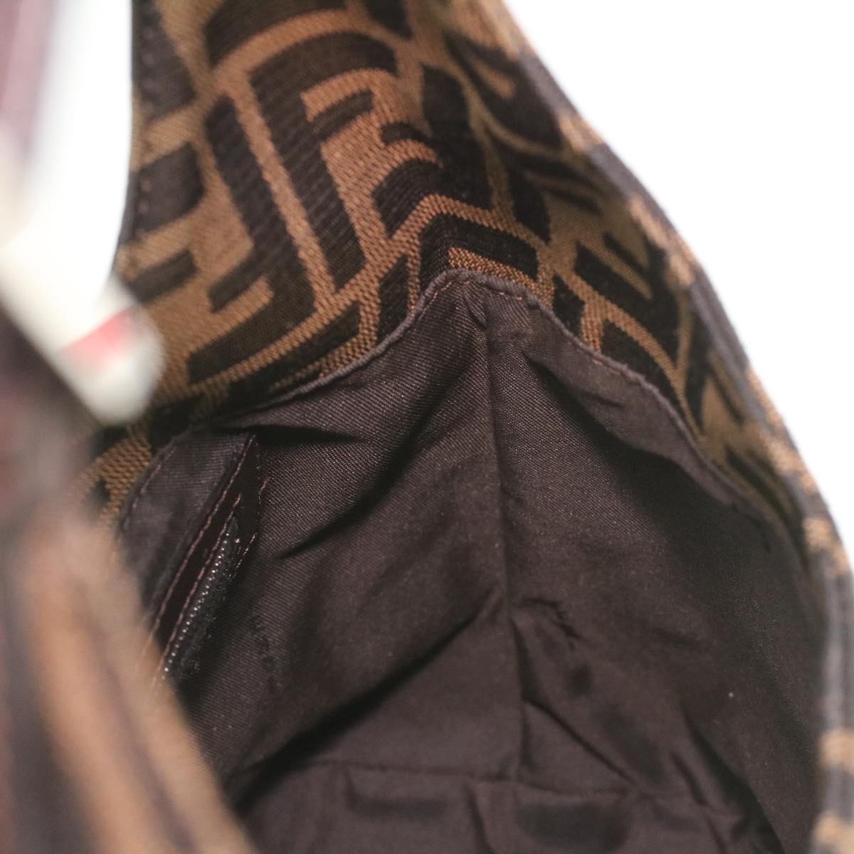 FENDI Zucca Canvas Mamma Baguette Shoulder Bag Nylon Brown Black am3962