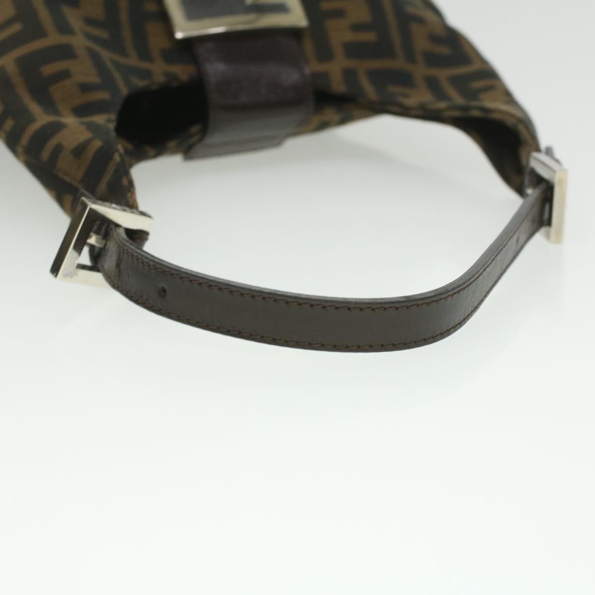 FENDI Zucca Canvas Mamma Baguette Shoulder Bag Nylon Brown Black am3962